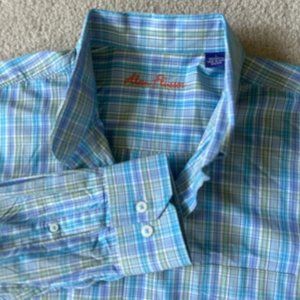 Alan Flusser Shirt Button Up‎ Mens Cotton Large Plaid Long Sleeve Colorful